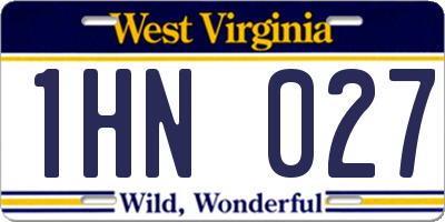 WV license plate 1HN027
