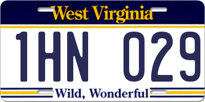 WV license plate 1HN029