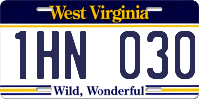 WV license plate 1HN030