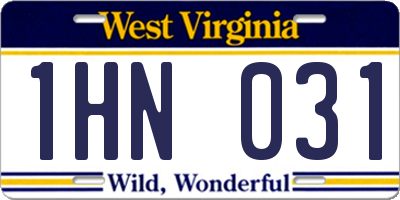 WV license plate 1HN031