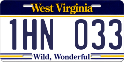 WV license plate 1HN033