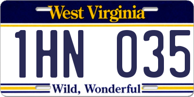 WV license plate 1HN035