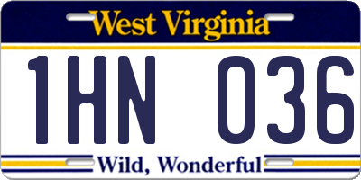 WV license plate 1HN036