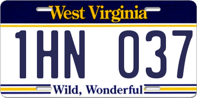WV license plate 1HN037