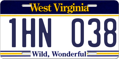 WV license plate 1HN038