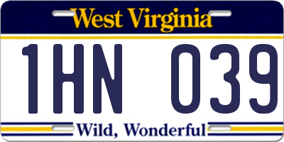 WV license plate 1HN039