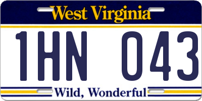 WV license plate 1HN043
