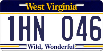 WV license plate 1HN046