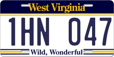 WV license plate 1HN047