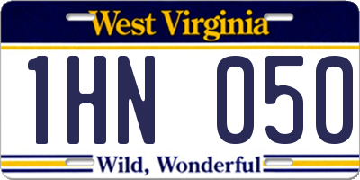 WV license plate 1HN050