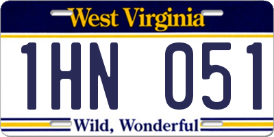 WV license plate 1HN051