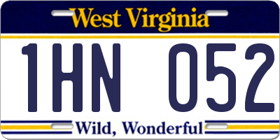 WV license plate 1HN052