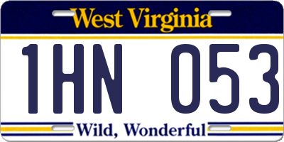 WV license plate 1HN053