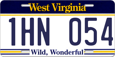 WV license plate 1HN054