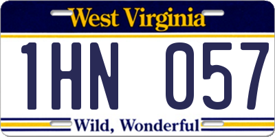 WV license plate 1HN057