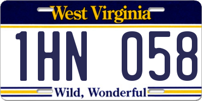 WV license plate 1HN058