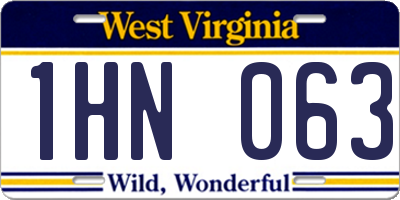 WV license plate 1HN063