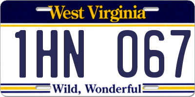 WV license plate 1HN067