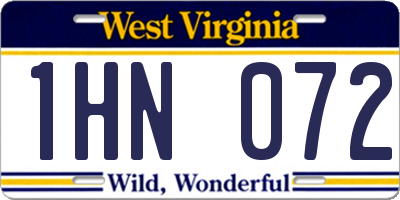 WV license plate 1HN072