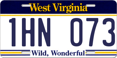 WV license plate 1HN073