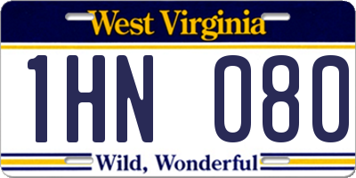 WV license plate 1HN080