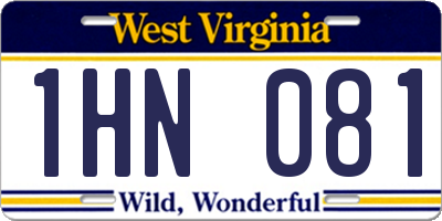 WV license plate 1HN081