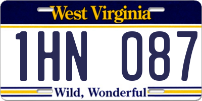 WV license plate 1HN087