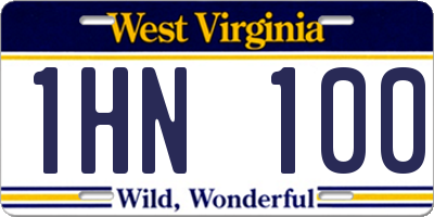 WV license plate 1HN100