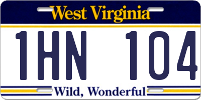 WV license plate 1HN104
