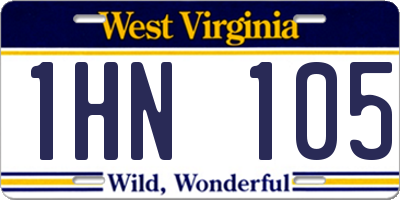 WV license plate 1HN105