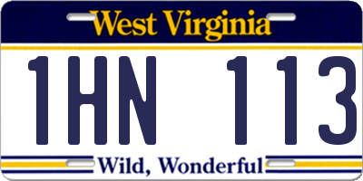 WV license plate 1HN113