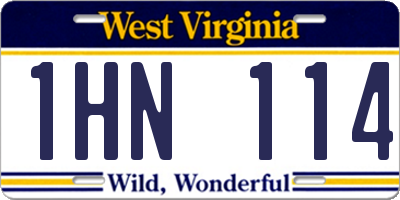 WV license plate 1HN114