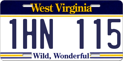 WV license plate 1HN115