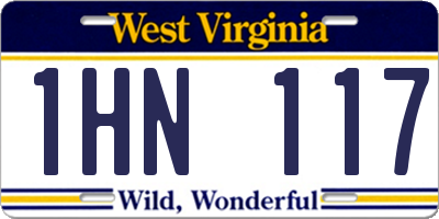 WV license plate 1HN117