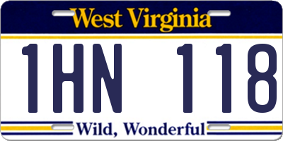 WV license plate 1HN118