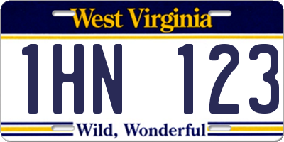 WV license plate 1HN123