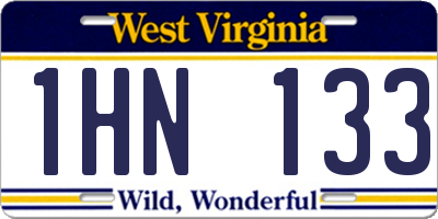 WV license plate 1HN133