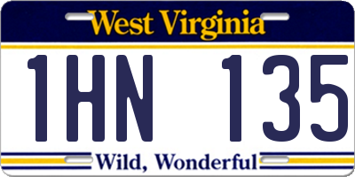 WV license plate 1HN135