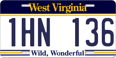 WV license plate 1HN136
