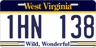 WV license plate 1HN138
