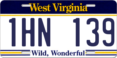 WV license plate 1HN139