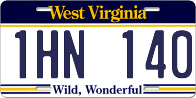 WV license plate 1HN140