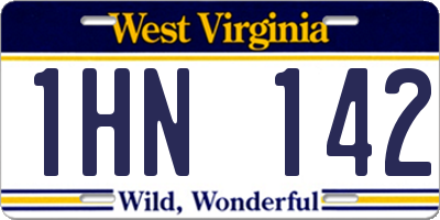 WV license plate 1HN142