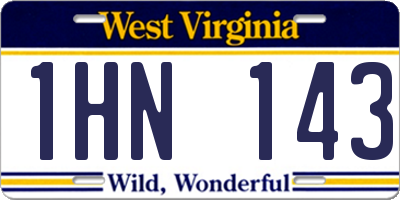 WV license plate 1HN143