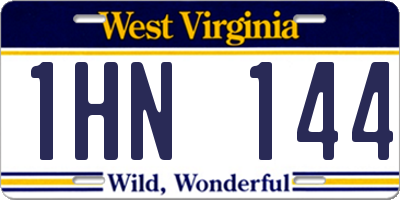 WV license plate 1HN144
