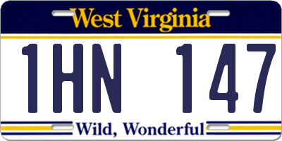 WV license plate 1HN147