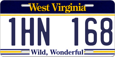 WV license plate 1HN168