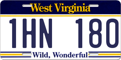 WV license plate 1HN180