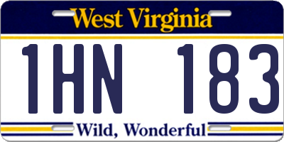 WV license plate 1HN183