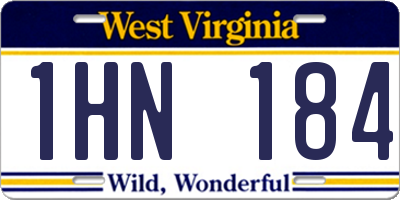 WV license plate 1HN184